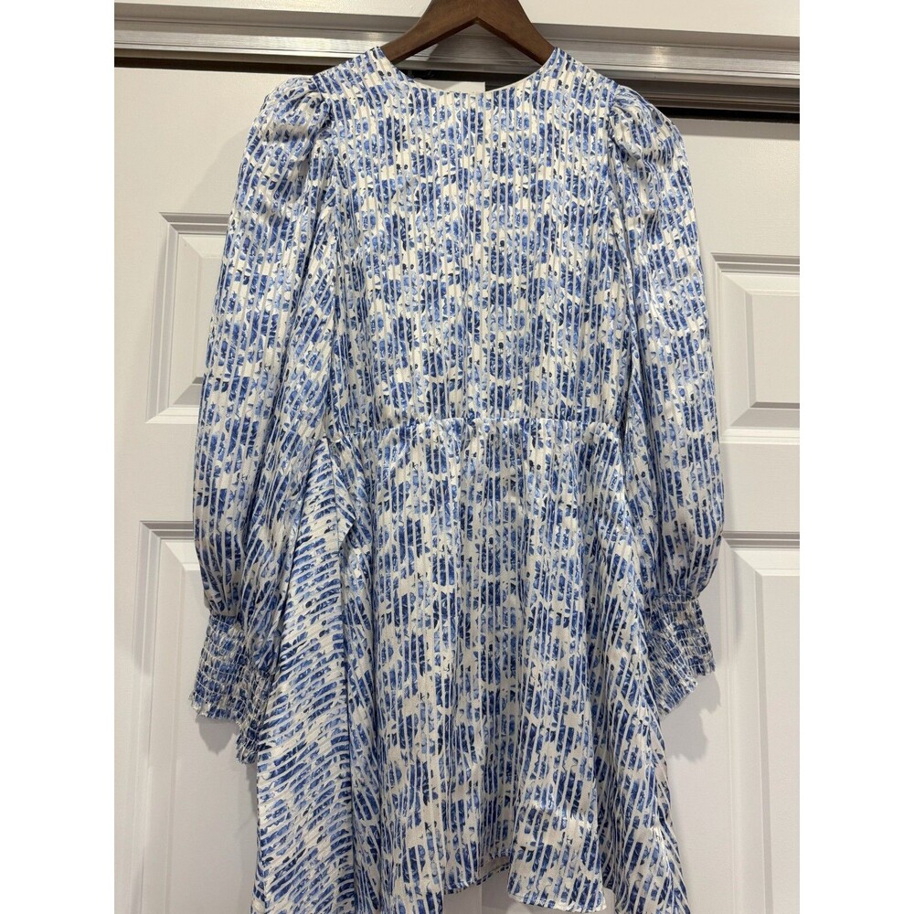 Alice + Olivia Womens 2 Molli Belted Blue Floral Striped Long Sleeve Mini Dress
